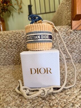 Christian Dior Beaute VIP Novelty Drawstring Straw Crossbody Pouch